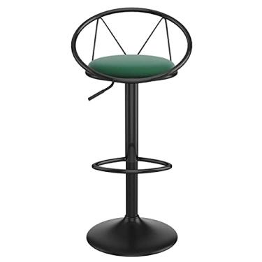 Imagem de Cadeira giratória com altura ajustável - Superfície PU - Apoio para os pés e encosto - Pernas pretas - Adequado para jantar - 62-78 cm