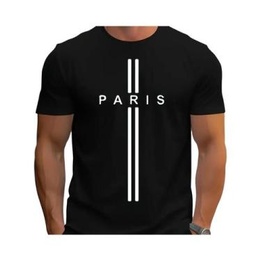 Imagem de Camiseta Masculina Slim Fit de Algodão - Estampa Paris - Manga Curta, 