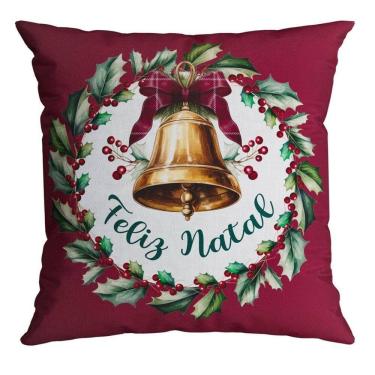 Imagem de Almofada Natalina Sinos De Natal 445509 43X43Cm Belchior