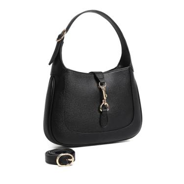 Imagem de BAVERGE Bolsa de ombro feminina, bolsa de couro vegano macio, alça superior, bolsa transversal pequena com alça ajustável, textura