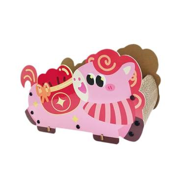 Imagem de Generic Arranhador/Cama para Gatos - Design Fofo e para Decoração de Primavera - Feito com Papelão Ondulado - Ideal para Gatos de Pequeno, Médio e, Rosa