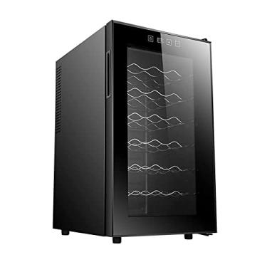 Imagem de DINGYXIN Refrigerador de vinho/geladeira de 68 L, pequeno refrigerante de cerveja vermelho e adega, visor digital de temperatura, porta de vidro de camada dupla, compressor de operação silenciosa