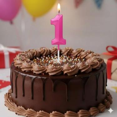 Imagem de Vela De Aniversário Design Número Com 7Cm Silver Festas Rosa (Número 1)