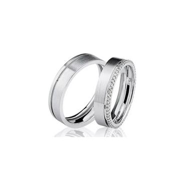 Imagem de Par De Aliança Compromisso E Namoro De Prata 6mm E Zircônia