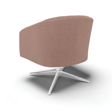 Imagem de Cadeira Sala De Jantar Giratória Cromada Kit 2 Stella Bouclê D03 - D'rossi Cor Rose