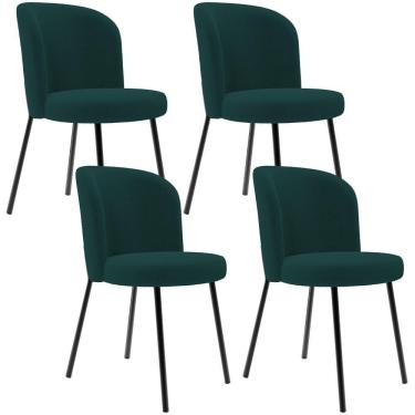 Imagem de Kit 4 Cadeiras Sala De Jantar Estofada Gavi L02 Bouclê Verde - Lyam Decor