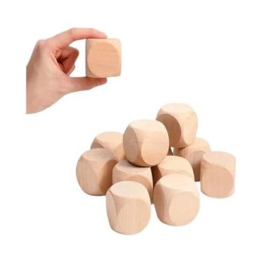 Imagem de Dados De Madeira De 20mm, 15 Ou 30 Peças, 6 Lados, Em Branco Para Grav
