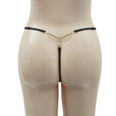 Imagem de Calcinha fio dental string dançarina Íntima Delas, Único, Preto