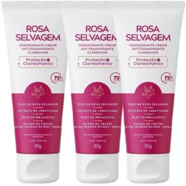 Imagem de Desodorante Rosa Selvagem Clareador de Axila kit c/3 creme
