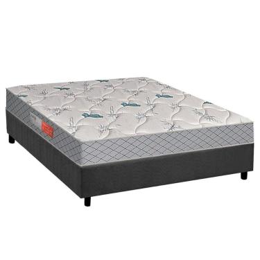 Imagem de Conjunto Box Casal: Colchão Espuma Plumatex D26 Falcon Firme + Base Crc Suede Gray (138x188)