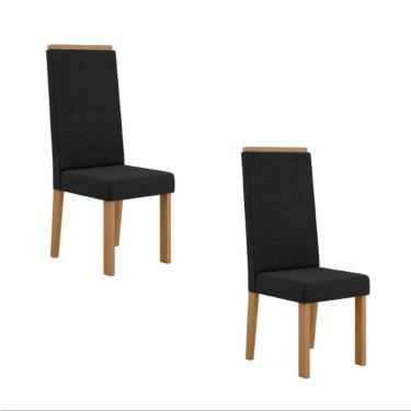 Imagem de Kit 2 Cadeiras Nice com Espaldar – Tecido Veludo Suede, Pés em MDF com Sapatilhas Plást...