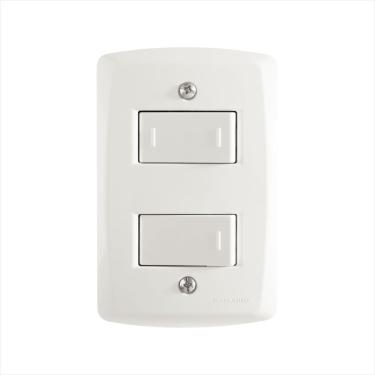 Imagem de Conjunto 4x2 com 1 Interruptor Simples 10 A 250 V e 1 Interruptor Paralelo 10 A 250 V Tramontina Lux2 Branco