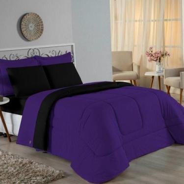 Imagem de Kit Edredom Dupla Face + Jogo De Lençol Casal Viúva Nobre 6 Peças Malh