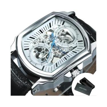 Imagem de Relógio Mecânico Automático Masculino De Luxo Com Pulseira De Couro Pr