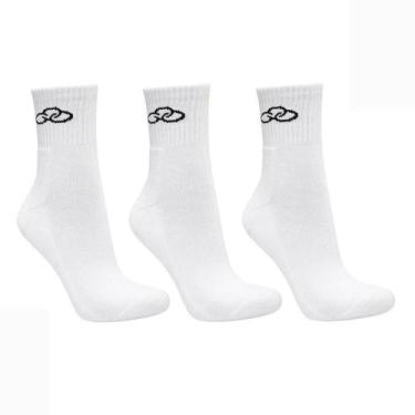 Imagem de Kit Meia Olympikus Cano Médio Unissex, Branco, 39 ao 44