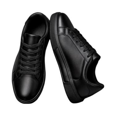 Imagem de Tênis Masculino Casual De Couro Macio Confortável Branco Sólido Para O