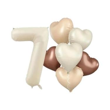 Imagem de Balões Românticos Brancos Em Formato De Coração, Conjunto De 7 Peças D