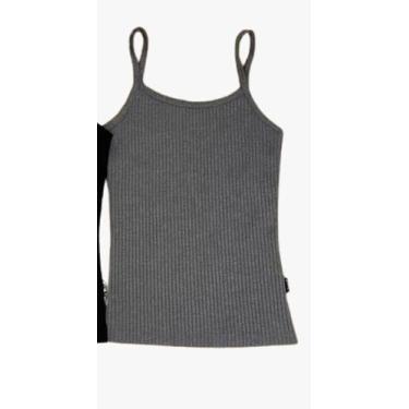 Imagem de Regata canelada feminina alça fina - moda verão - AB, Cinza, P