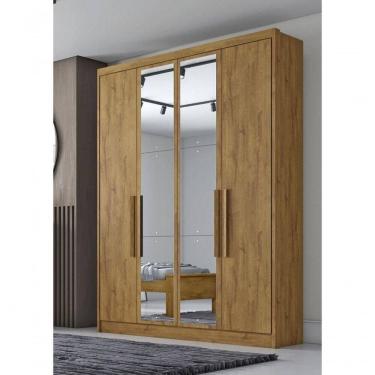 Imagem de Guarda Roupa Solteiro Com Espelho 4 Portas 3 Gavetas - Sevilha-cumaru - Móveis Horizonte