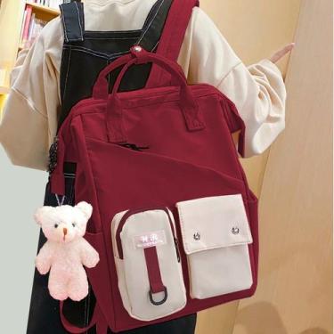Imagem de Mochila Feminina Colorida C/Acessórios Semi Impermeavel Alças Ajustave