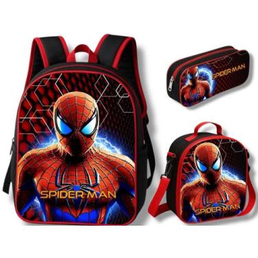 Imagem de Mochila Infantil Aranha Lancheira Térmica + Estojo - Sem Marca