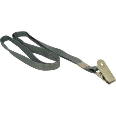 Imagem de Cordão para Crachá Tecido Cinza c/Presilha Jacaré 10un Mares