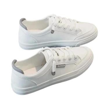 Imagem de Tênis Femininos Brancos Em Couro PU Respirável Para Corrida Verão Cami