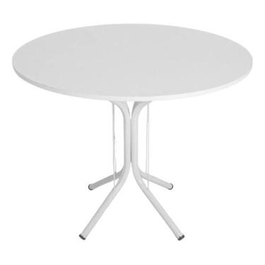 Imagem de Mesa Jantar 70cm Redonda Branca Base Isa Metálica Escrivaninha Sala Es