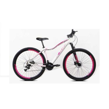 Imagem de Bicicleta Feminina Aro 29 Ksw Mwza Alumínio 21v Freio a Disco Garfo Suspensão - Branco/Rosa-Feminino