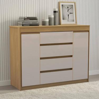 Imagem de Cômoda Quarto 123cm 4 Gavetas 2 Portas Samira Freijó/Mocca L01 - Mpozenato