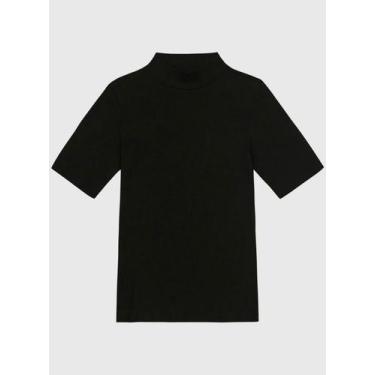 Imagem de Blusa Manga Curta Enfim 1000121520 Feminina Gola Alta Canelada Algodão