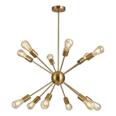 Imagem de Luminaria Plafon De Teto Led Atmoic 12 Lampadas 82x63x63cm Dourado