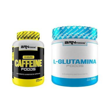 Imagem de KIT - Cafeína 8 Hours Caffeine 120caps + L-Glutamina 300g -  BRN Foods-Unissex