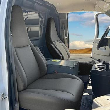 Imagem de EDIETH Capas de assento personalizadas para 2010-2025 para Chevrolet Express, tecido Oxford 600D resistente, lavável na máquina, sob medida para assentos de fábrica - Preto