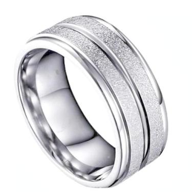 Imagem de Aliança Prata Risco Brilho Fosco 6mm Namorados Compromisso Luxo Tradic