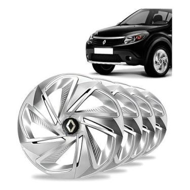 Imagem de Jogo 4 Calota Aro 14 Nitro Prata Renault Sandero Logan Clio - Elitte
