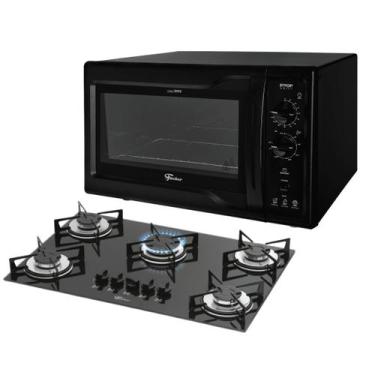Imagem de Kit Clássico Fischer: Forno Bancada Pop Preto e Cooktop 5B, 110V