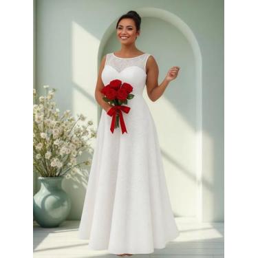 Imagem de Vestido Noiva 84 Longo Renda Festa Plus Size Casamento Civil - Bella F