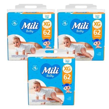 Imagem de Kit C3 Fralda Baby Giga XG 62 unidades Mili