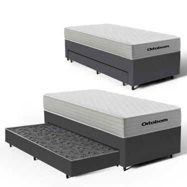 Imagem de Cama Box + Colchão de Molas Ensacadas Ortobom One Face Plenno + Auxiliar de Molas Solte...