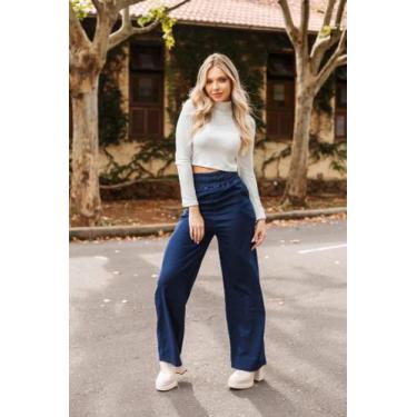 Imagem de Calça jeans feminina pantalona - Frozini , G
