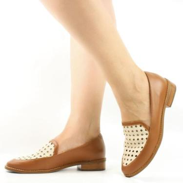 Imagem de Mocassim Salto Bloco Couro - DI VITRINI, Caramelo off white, 35