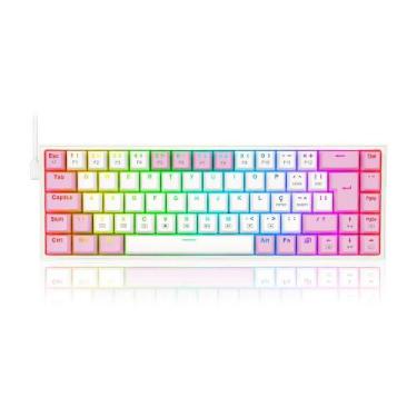 Imagem de Teclado Mecânico Gamer Redragon Castor, RGB, Switch Blue, ABNT2, Branc