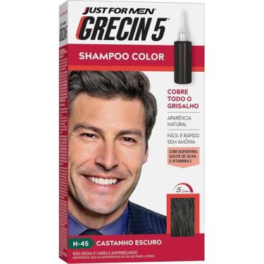 Imagem de Shampoo Color Grecin 5 Tonalizante Masculino Castanho Escuro 1 unidade