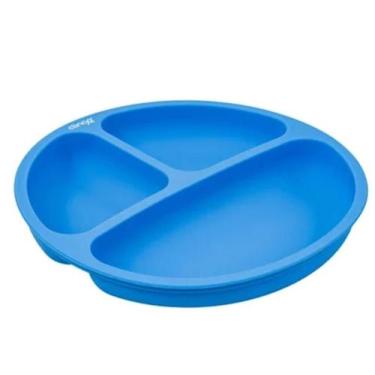 Imagem de Prato Infantil em Silicone com Divisórias +6M Clingo, Azul
