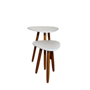 Imagem de Kit Mesinha de Canto Pé Palito Retrô 37cm e 52cm Pés Madeira - Criativ