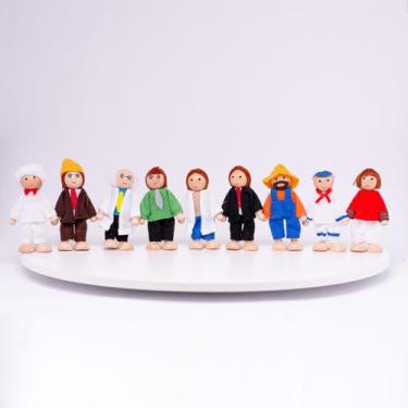 Imagem de Kit Bonecos Família Profissões - Madeira - Bonecos para Constelação Fa