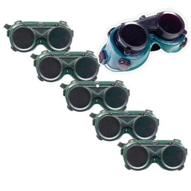 Imagem de Oculos De Solda Kit 5 Uni Protecao EPI Mascara Articulavel Dupla Lente
