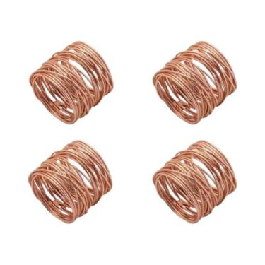 Imagem de Jogo 4 Anéis De Guardanapo Aço Espiral Cobre - Lyor - 4cm, Rosê