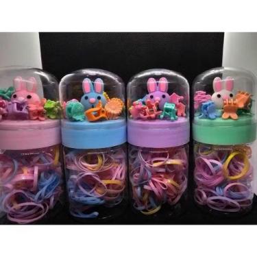 Imagem de Kit Pote Sortido com Elásticos de silicone para cabelo Infantil Colori
